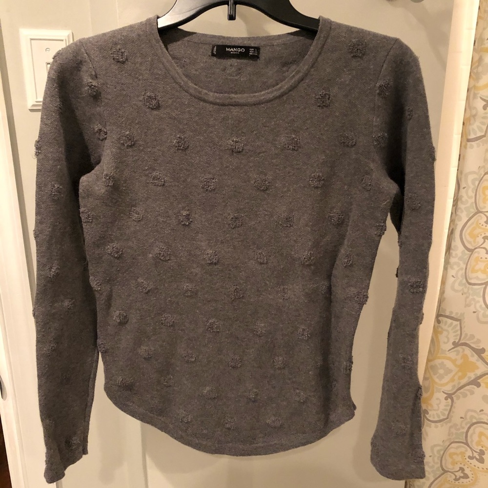 MANGO Grey Polka Dot Sweater